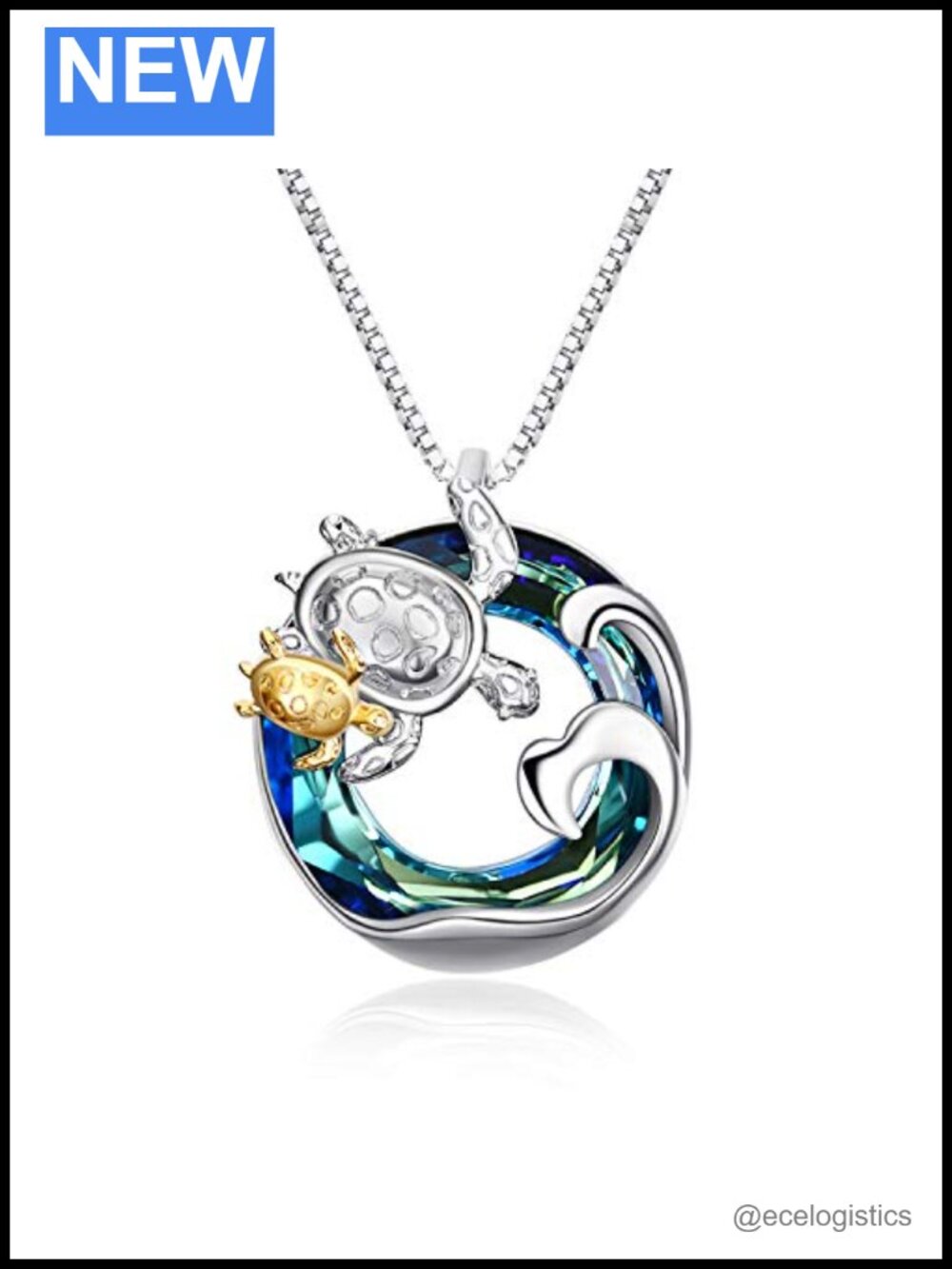 925 Sterling Silver Sea Turtle Pendant Necklace 18in Adjustable